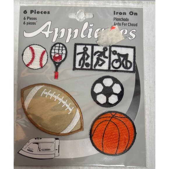 Iron On Sports Patches Set Includes 6 Pieces & Golf Flag 18 Applique By Wrights - Picture 2 of 6